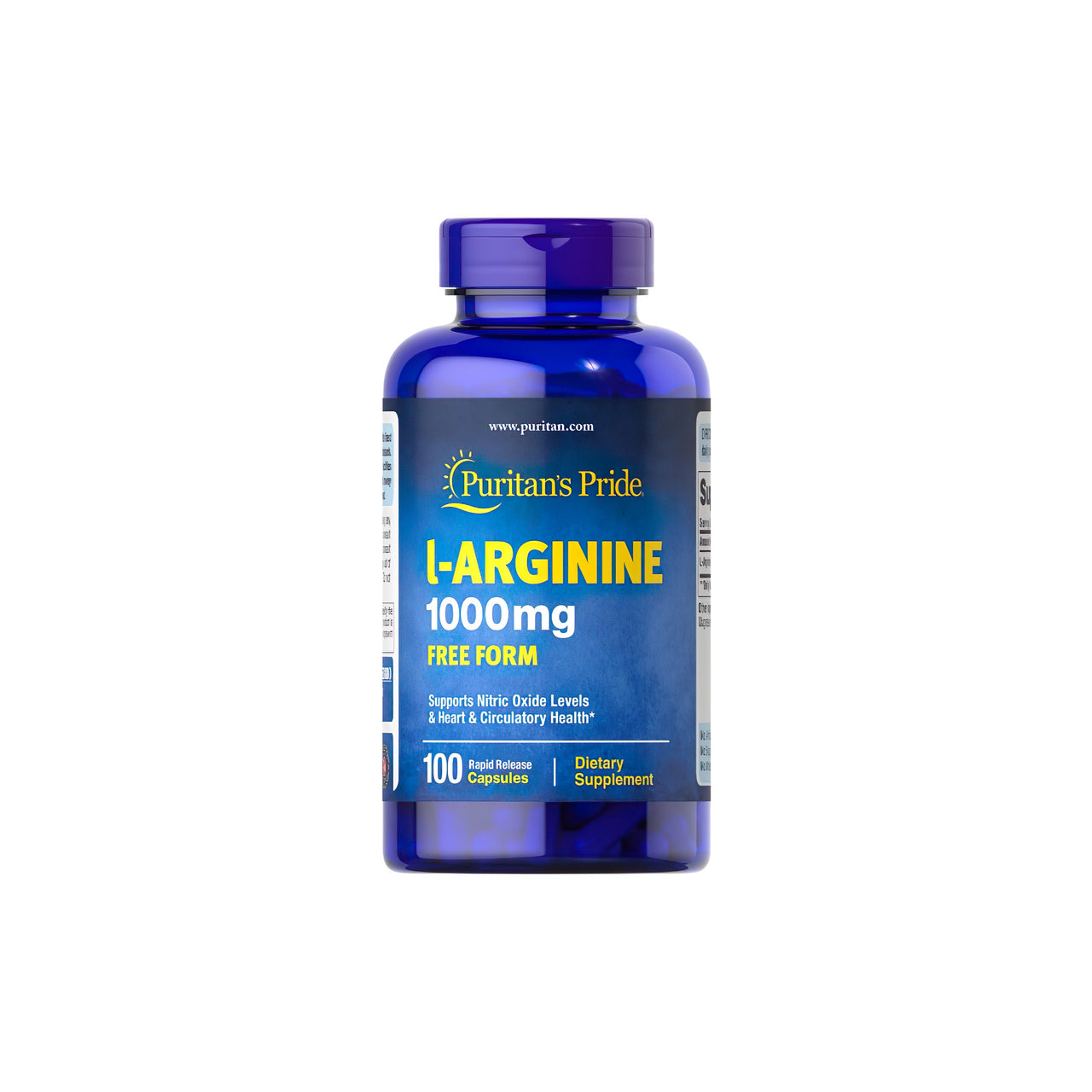 L-arginine 1000 mg Free Form 100 Rapid Release Caps - front