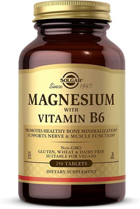 Thumbnail for A bottle of Solgar Magnesium with Vitamin B6 250 Tablets.