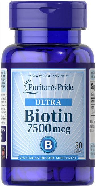 Puritan's Pride Biotin 7.5 mg - a dietary supplement in tablet form with 50 tablets.
