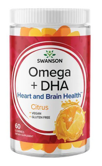 Thumbnail for Swanson Omega Plus DHA 60 gummies - Citrus offer essential fatty acids for a healthier heart, brain, and overall well-being. These gummies support cholesterol and triglyceride levels.