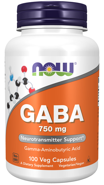 Now Foods GABA 750 mg 100 vegetable capsules.