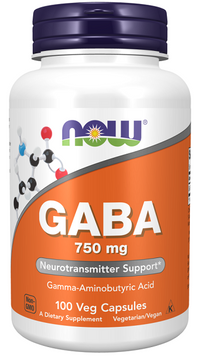 Thumbnail for Now Foods GABA 750 mg 100 vegetable capsules.