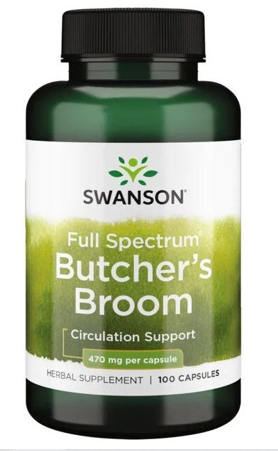 Swanson Butcher's Broom is a dietary supplement available in 100 capsules, each containing 470 mg.