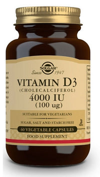 Thumbnail for Solgar Vitamin D3 4000 IU 60 Vegetarian Capsules promote healthy bones and teeth by supporting the immune system.