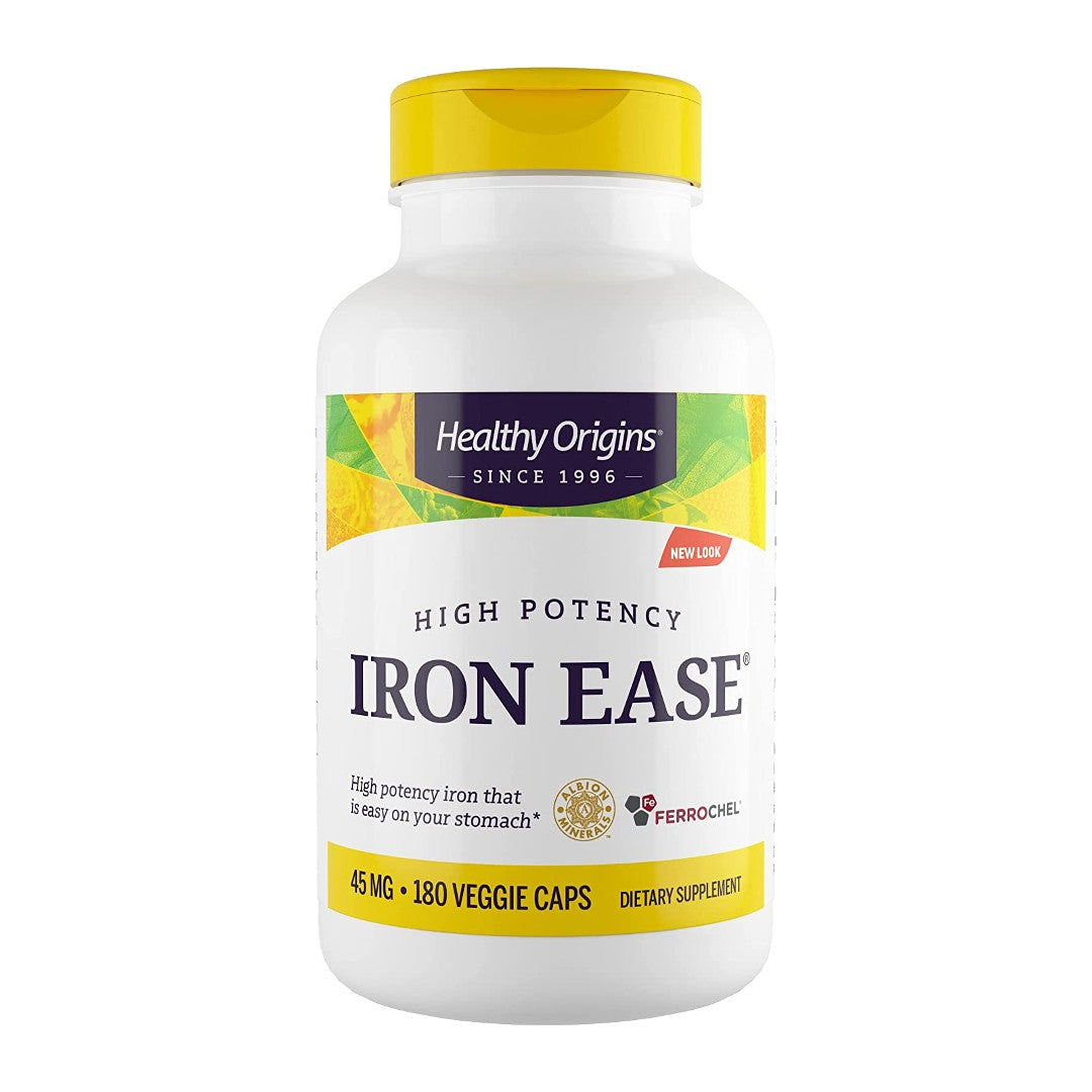 Healthy Origins Iron Ease 45 mg 180 vege capsules.