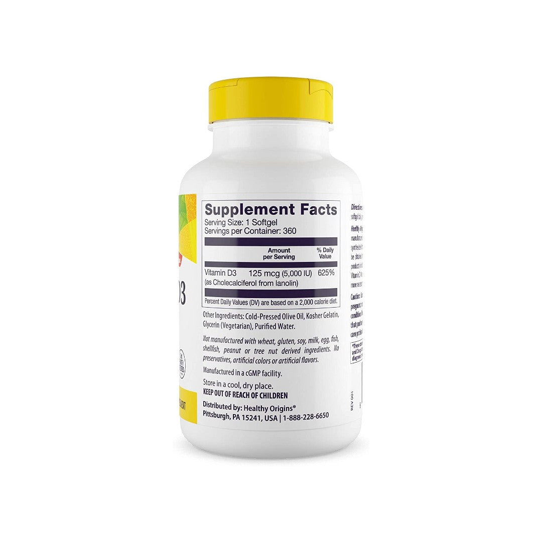Vitamin D3 5000 IU 360 capsules - supplement facts
