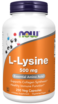Thumbnail for Now Foods Lysine 500 mg 250 Veg Capsules.