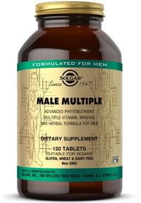 Thumbnail for A bottle of Solgar Male Multiple Multivitamins & Minerals for Men 120 Tablets.