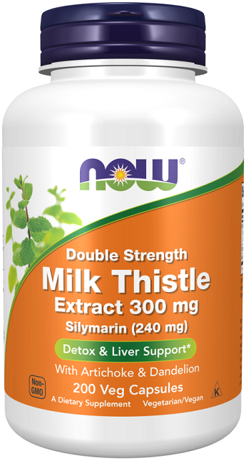 Now Milk Thistle 300 mg Silymarin 200 vegetable capsules.