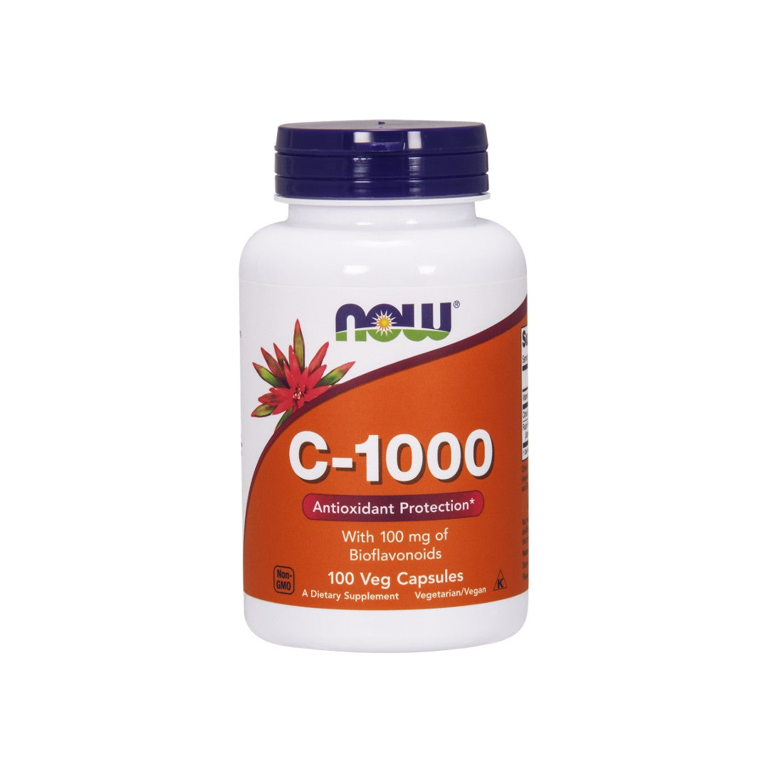 Now Foods Vitamin C 1000 mg 100 vege capsules provide potent antioxidant support for the immune system.