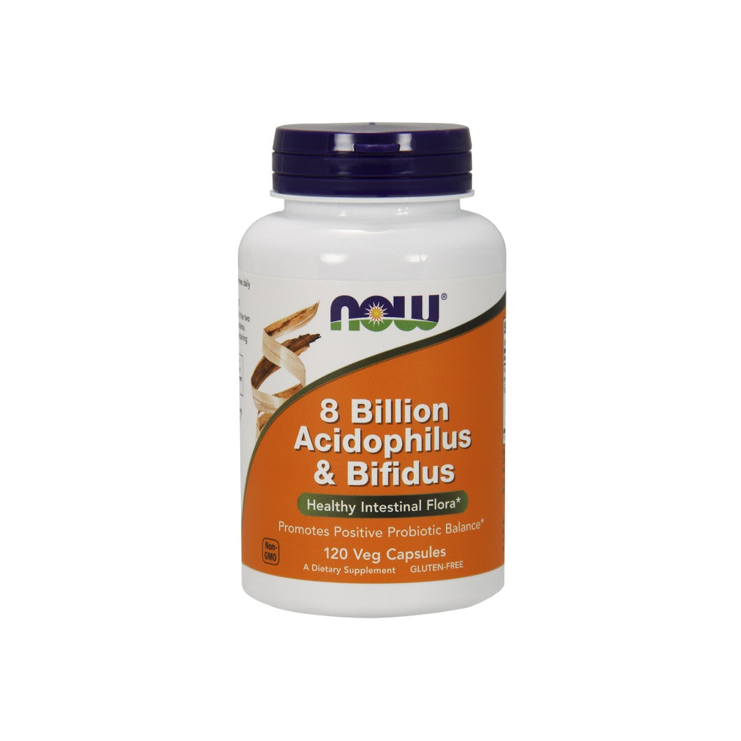 Now Foods 8 billion acidophilus & bifidus 120 vege capsules.