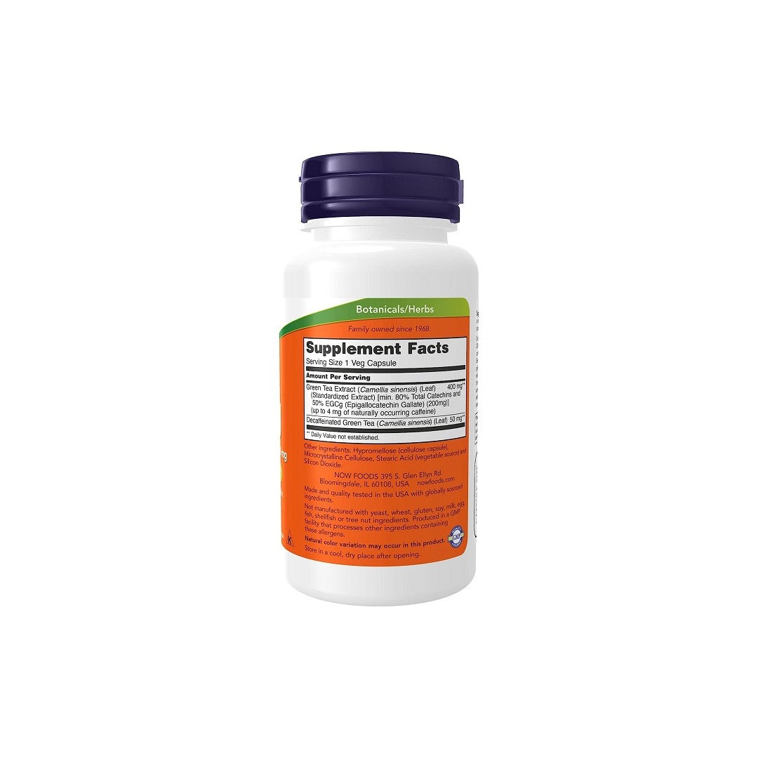A bottle of EGCG Green Tea Extract 400 mg 90 Vegetable Capsules by Swanson on a white background.