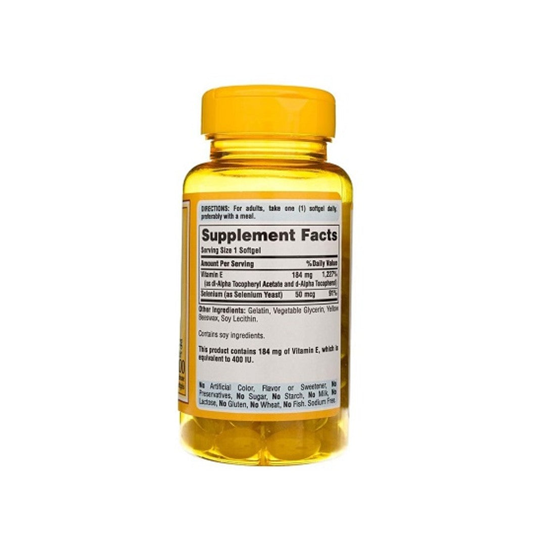 Vitamin E (d-Alpha Tocopherol) 400 IU & Selenium 50 mcg 100 Rapid Release Softgels - supplement facts