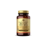 Thumbnail for A dietary supplement bottle of Biotin 1000 mcg 100 vcaps from Solgar.