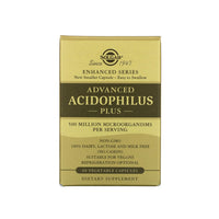 Thumbnail for A box of Solgar's Advanced Acidophilus Plus 60 vege capsules.
