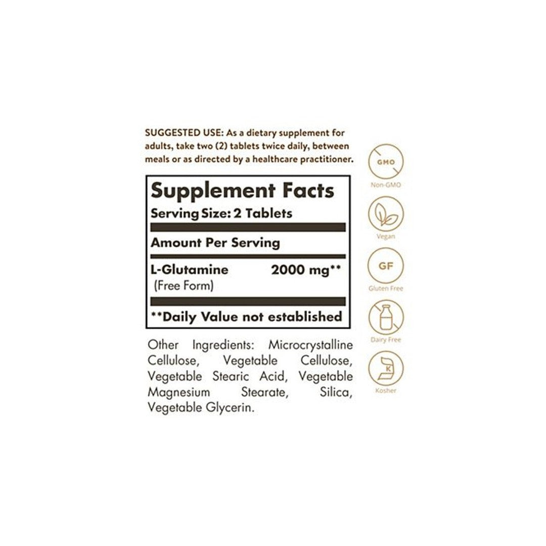 L-Glutamine 1000 mg 60 TabletsL-Glutamine 1000 mg 60 Tablets - supplement facts