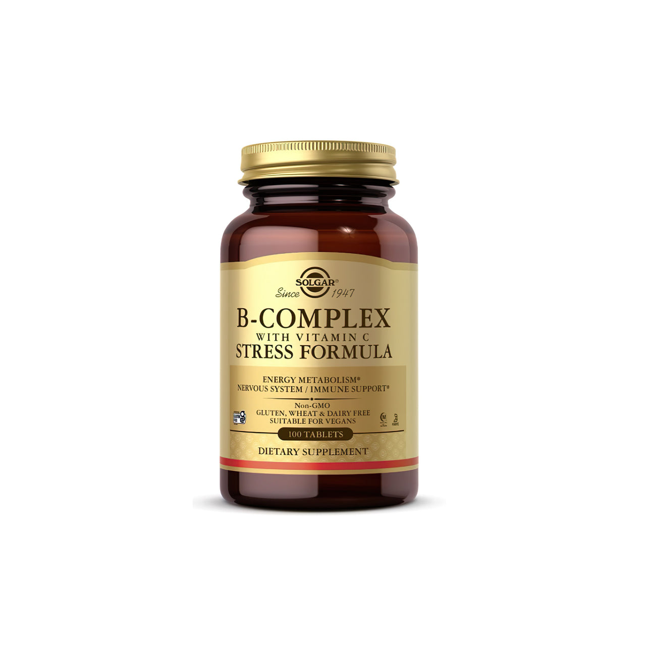 A dietary supplement - Solgar B-Complex with Vitamin C 100 Tablets.