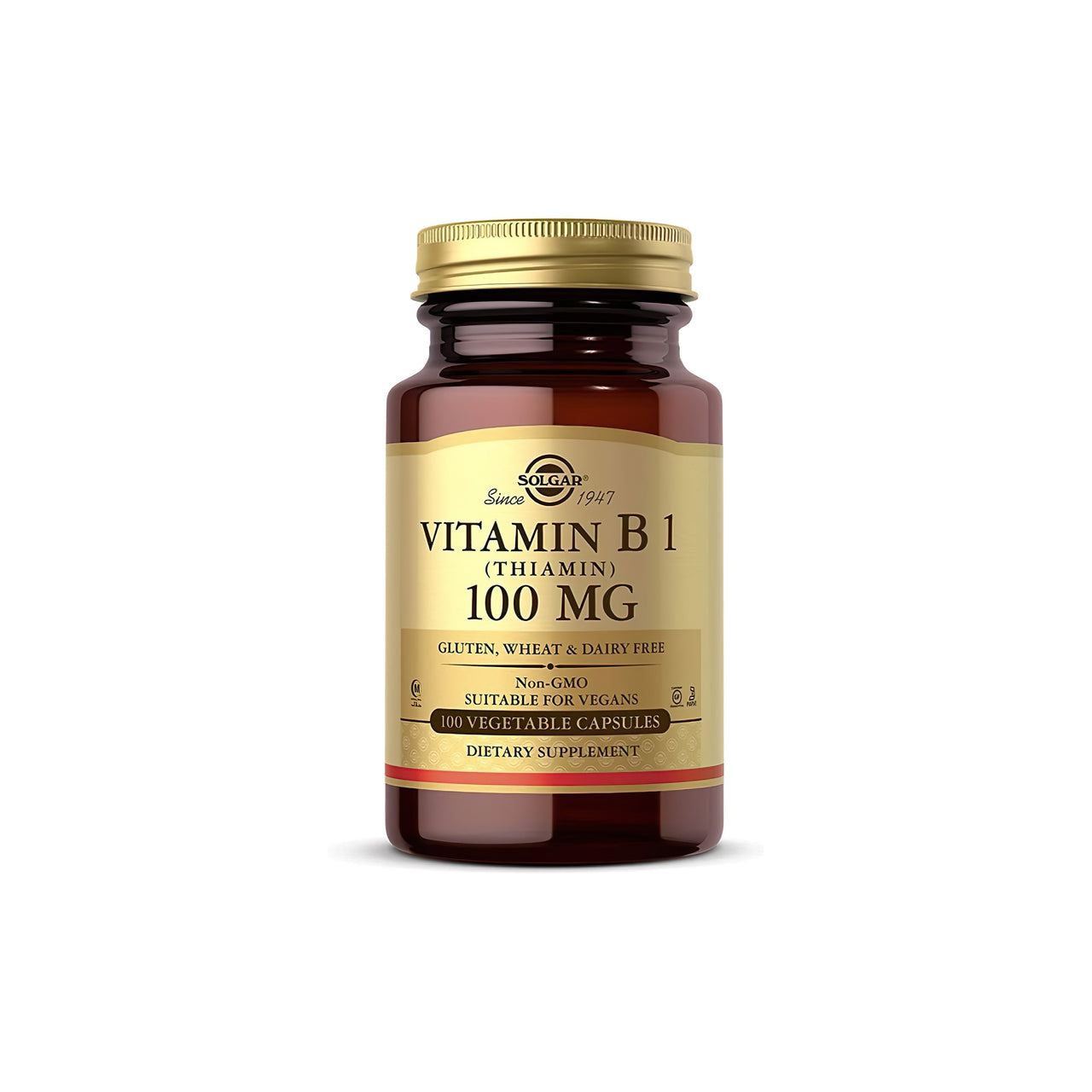 Vitamin B1 (Thiamin) 100 mg 100 Vegetable Capsules - front