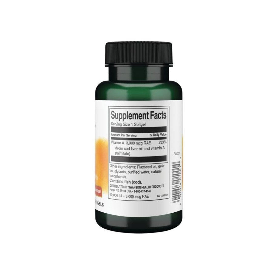 Vitamin A - 10000 IU 250 softgels - supplement facts