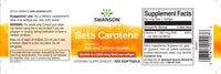Thumbnail for Swanson Beta-Carotene - 25000 IU softgels Vitamin A dietary supplement label.