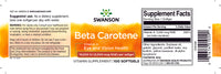 Thumbnail for A dietary supplement label for Swanson Beta-Carotene - 10000 IU 100 softgels Vitamin A.