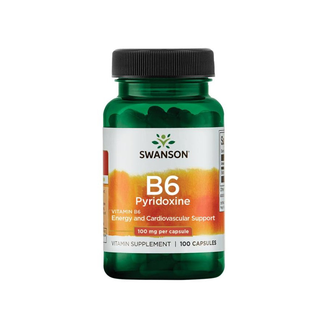 Get the Swanson Vitamin B6 Pyridoxine - 100 mg 100 capsules for your cardiovascular wellness. These capsules are packed with vitamin B6, also known as pyridoxine.