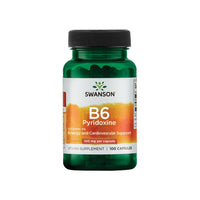 Thumbnail for Get the Swanson Vitamin B6 Pyridoxine - 100 mg 100 capsules for your cardiovascular wellness. These capsules are packed with vitamin B6, also known as pyridoxine.