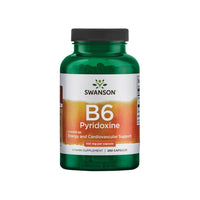 Thumbnail for Boost your cardio health and energy metabolism with Swanson Vitamin B-6 Pyridoxine capsules, packed with the essential vitamin B6.
