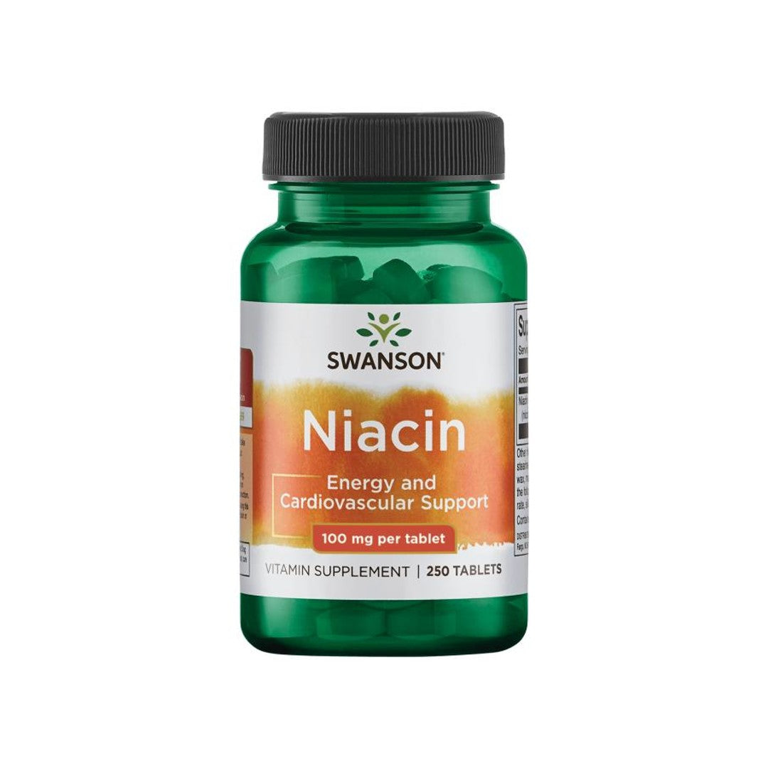 Swanson Vitamin B-3 Niacin - 100 mg 250 tabs for B-vitamin nutrition and heart health.