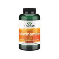 Thumbnail for A bottle of Swanson's Vitamin B-3 Niacinamide - 500 mg 250 capsules, promoting cardiovascular health and supporting carbohydrate metabolism.