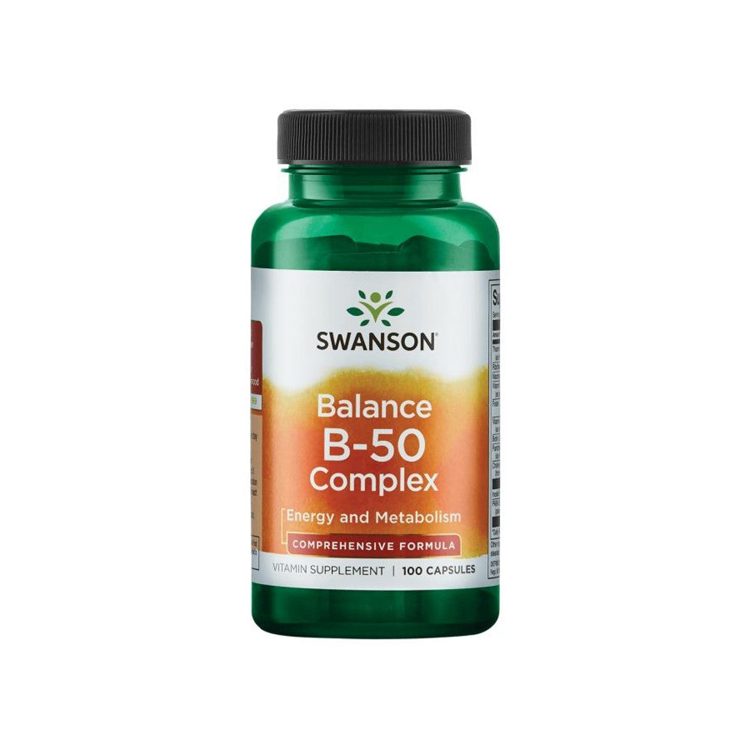 Swanson Vitamin B-50 Complex - 100 capsules supports cardiovascular and immune health.