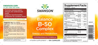 Thumbnail for A label for Swanson Vitamin B-50 Complex - 100 capsules, promoting nervous system health and cardiovascular health.