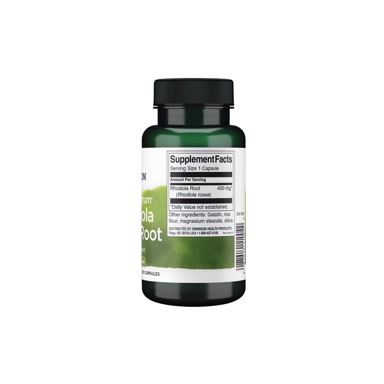 Rhodiola Rosea Root 400 mg 100 Capsules - supplement facts