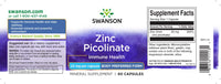 Thumbnail for Swanson Zinc Picolinate - 22 mg 60 capsules supplement bottle for immune system and prostate health.