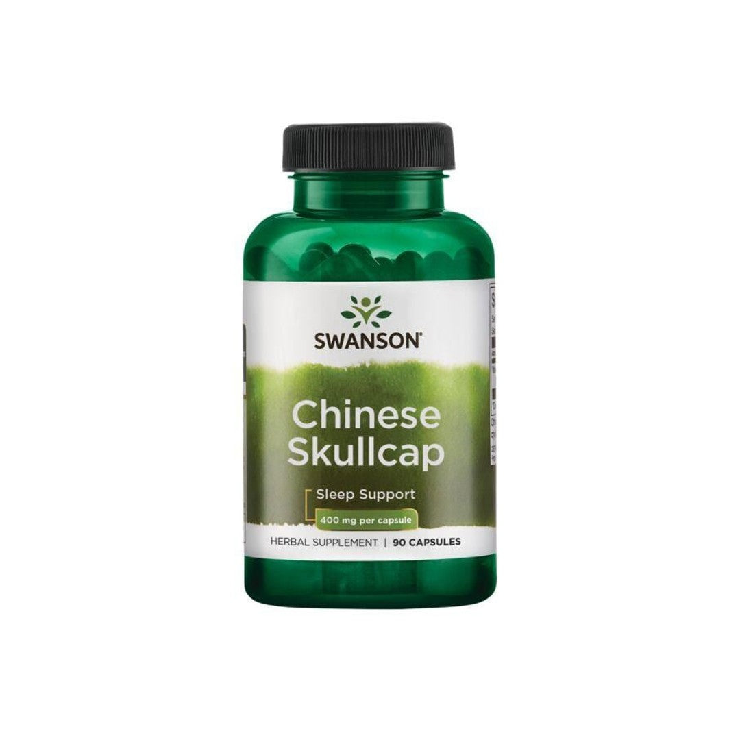 A bottle of Swanson Chinese Skullcap - 400 mg 90 capsules.