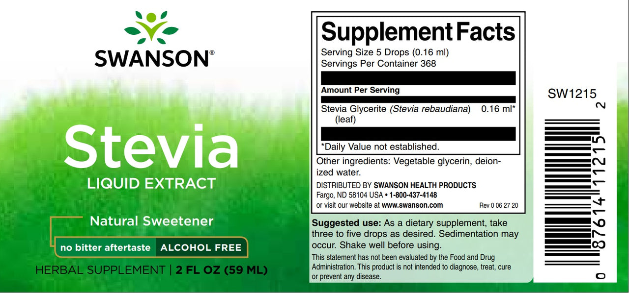Stevia Liquid Extract - 59 ml - label