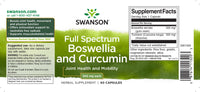 Thumbnail for Swanson Boswellia and Curcumin - a dietary supplement in 60 capsules.