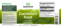 Thumbnail for A label for Swanson Dandelion Root - 515 mg 60 capsules.