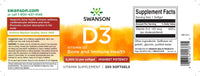 Thumbnail for Vitamin D3 - 5000 IU 250 softgel - label