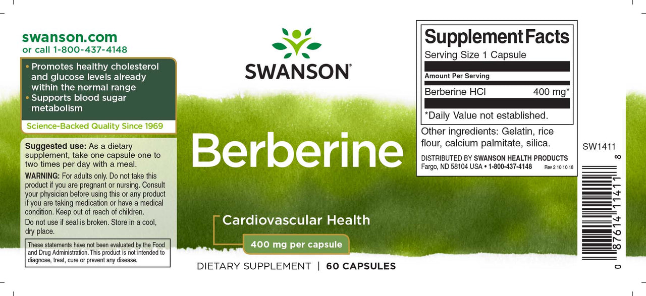 Swanson Berberine - 400 mg 60 capsules is a dietary supplement.