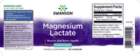 Thumbnail for Swanson's Magnesium Lactate - 84 mg 120 capsules label.