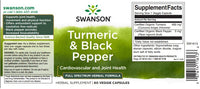 Thumbnail for Organic full spectrum Swanson Turmeric & Black Pepper - 60 vege capsules enhanced with black pepper for increased curcumin's bioavailability.