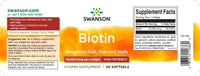 Thumbnail for Swanson Biotin - 10000 mcg 60 softgel dietary supplement label.