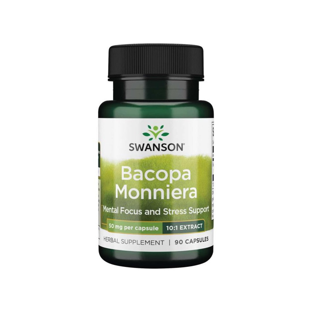 Swanson Bacopa Monnieri 10:1 Extract - 50 mg, a dietary supplement with 90 capsules.
