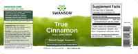 Thumbnail for True Cinnamon - 300 mg 120 capsules Ceylon Cinnamon - label