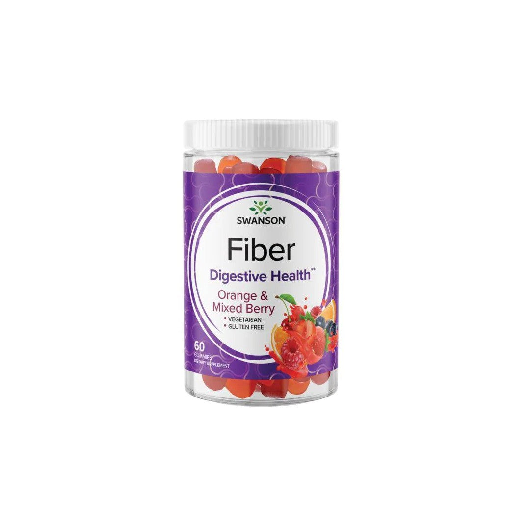 Swanson Fiber 5000 mg 60 gummies Orange & Mixed Berry health gummies.