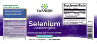 Thumbnail for Swanson's Selenium - 100 mcg 200 capsules L-Selenomethionine bottle is a high-quality antioxidant support product. It promotes cardiovascular health and provides excellent prostate health benefits.