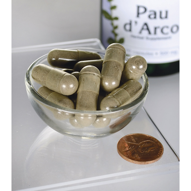 Pau dArco - 500 mg 100 capsules - pill size
