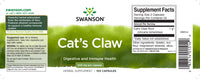 Thumbnail for Swanson's Cats Claw - 500 mg 100 capsules supplement label.