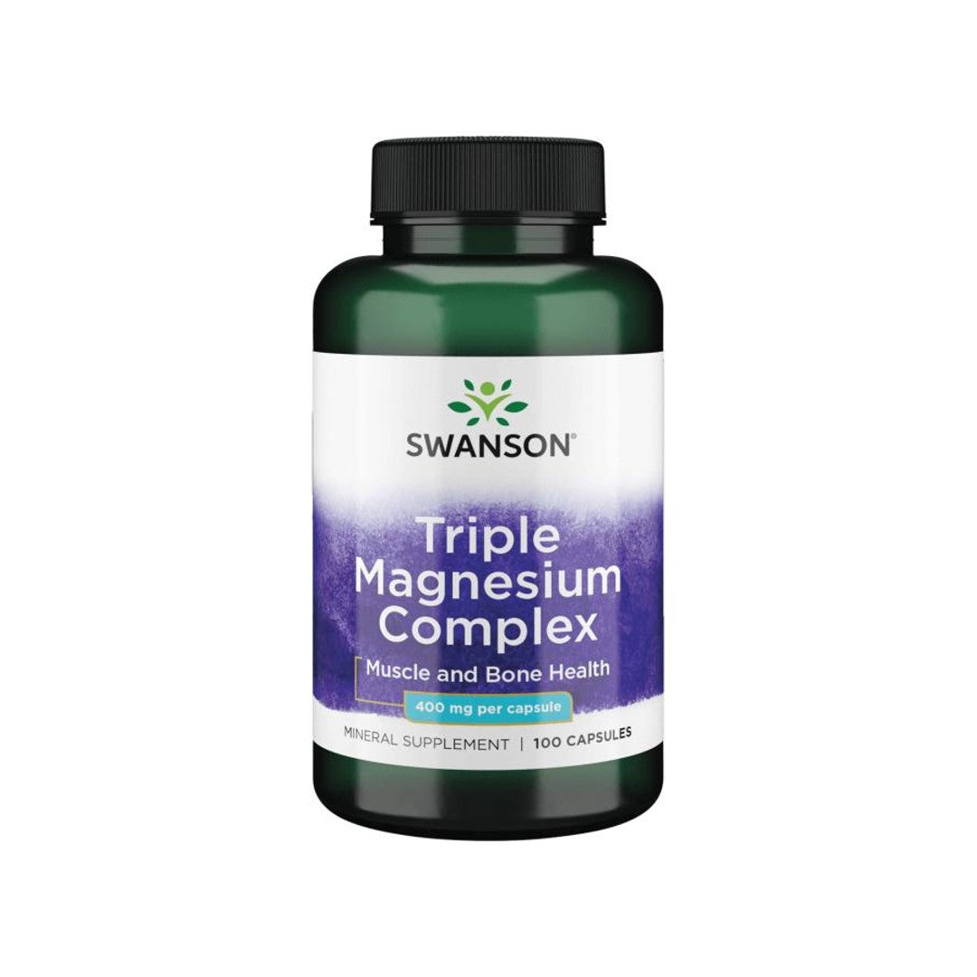 Swanson Triple Magnesium Complex - 400 mg 100 capsules is a supplement that promotes mental relaxation and helps to alleviate daily stress.